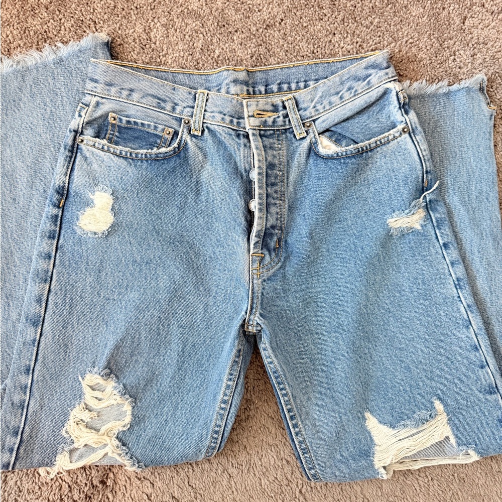 NWOT CARMAR Distressed Straight Leg Denim Jeans